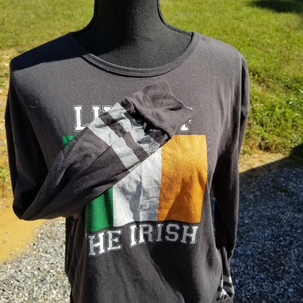 Luck of the Irish Crop top Long Sleeve Grey Large - Picture 4 of 11
